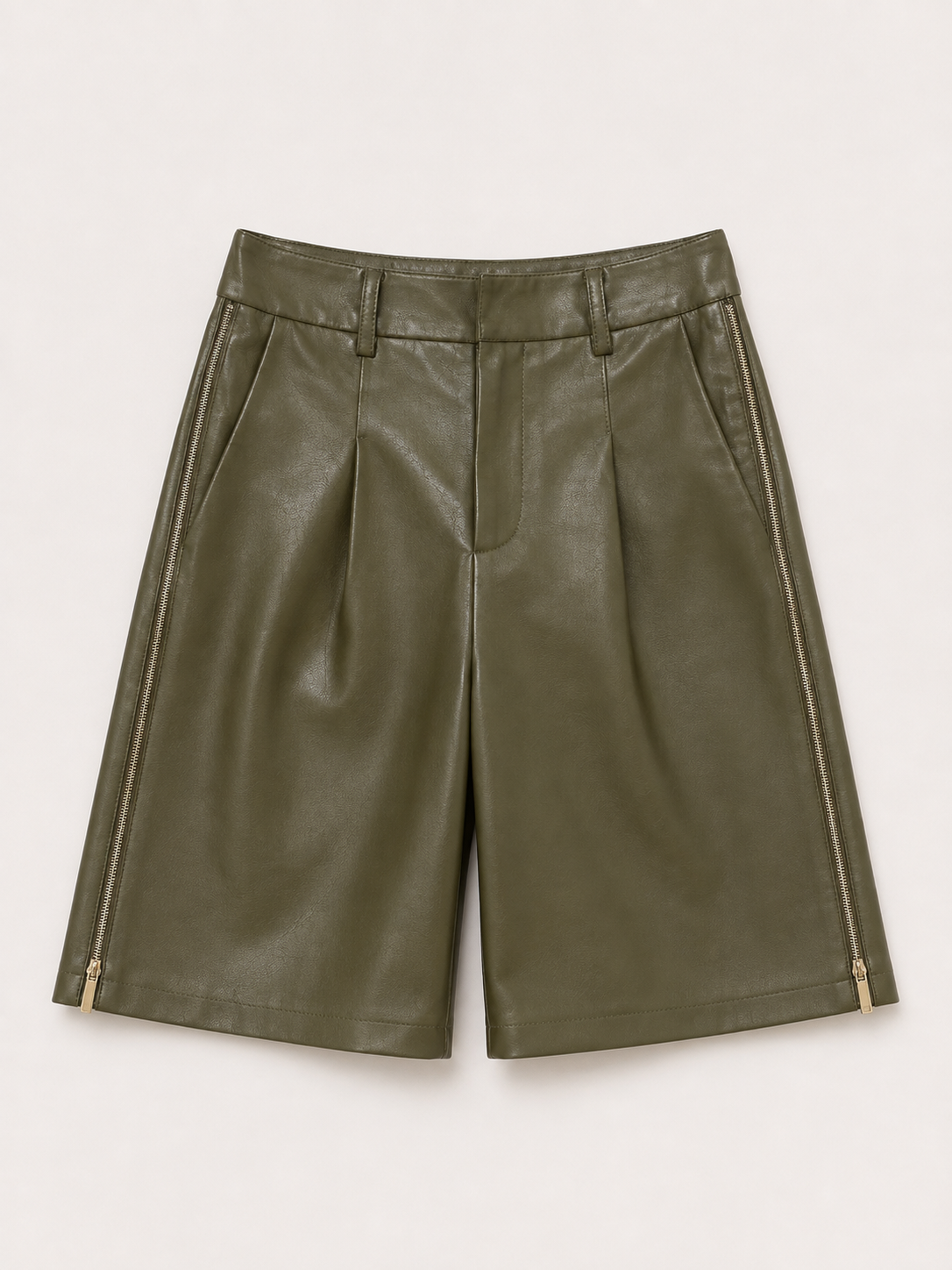 Olive Zip Bermuda Shorts