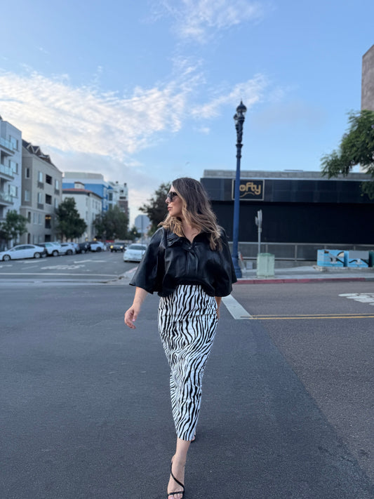 Zebra Midi Skirt