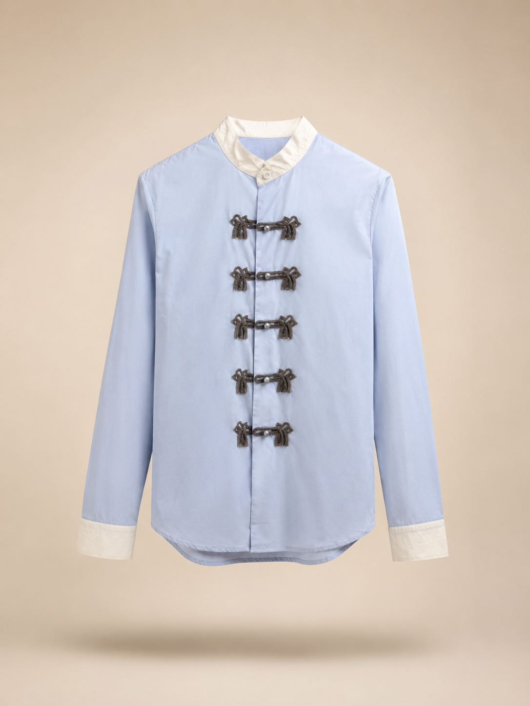 Sky Blue Mandarin Shirt<span> - </span>S image
