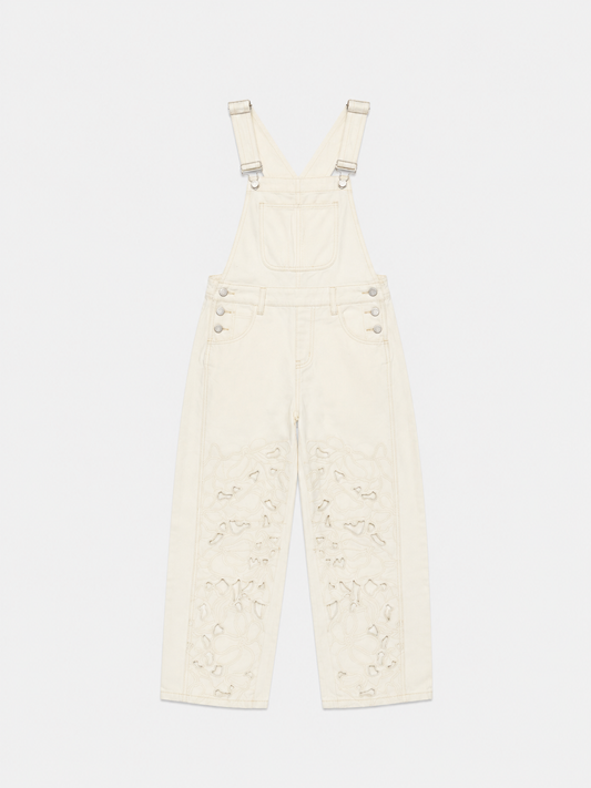 Ivory Embroidered Overalls