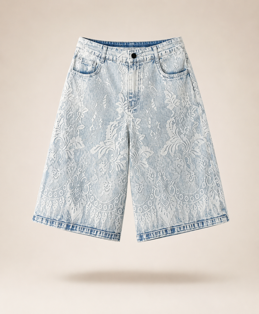Lace Bloom Denim Bermuda image 0