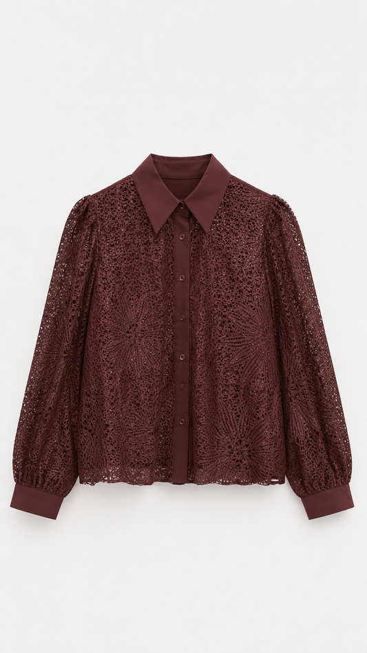 Burgundy Lace Blouse