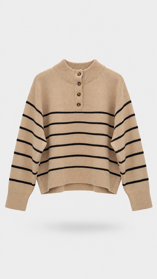 Striped Button Knit Sweater