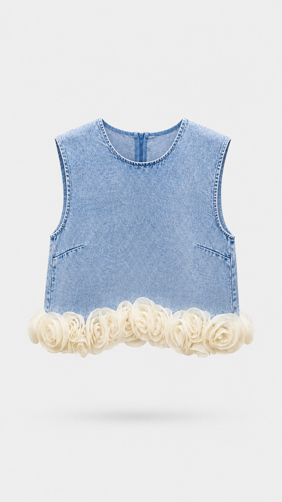 Denim Rosette Top