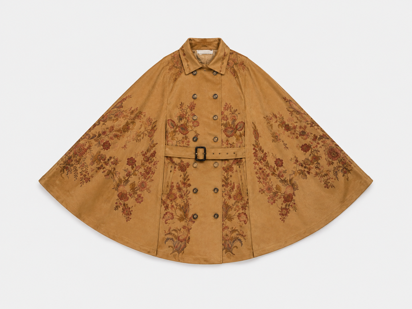 Autumn Bloom Embroidered Cape Jacket