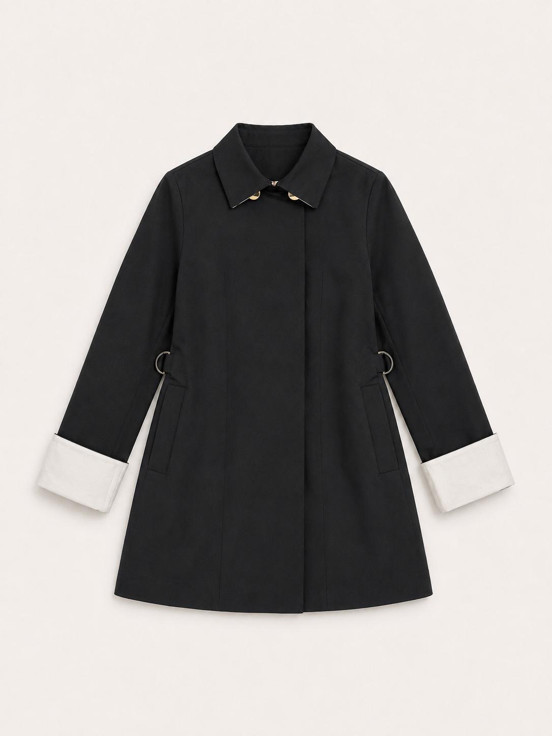 Contrast Cuff Trench Coat
