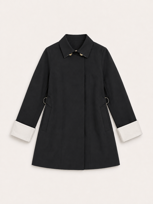 Contrast Cuff Trench Coat