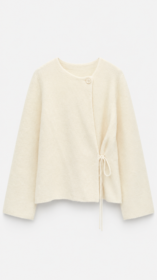 Ivory Wrap Knit Cardigan