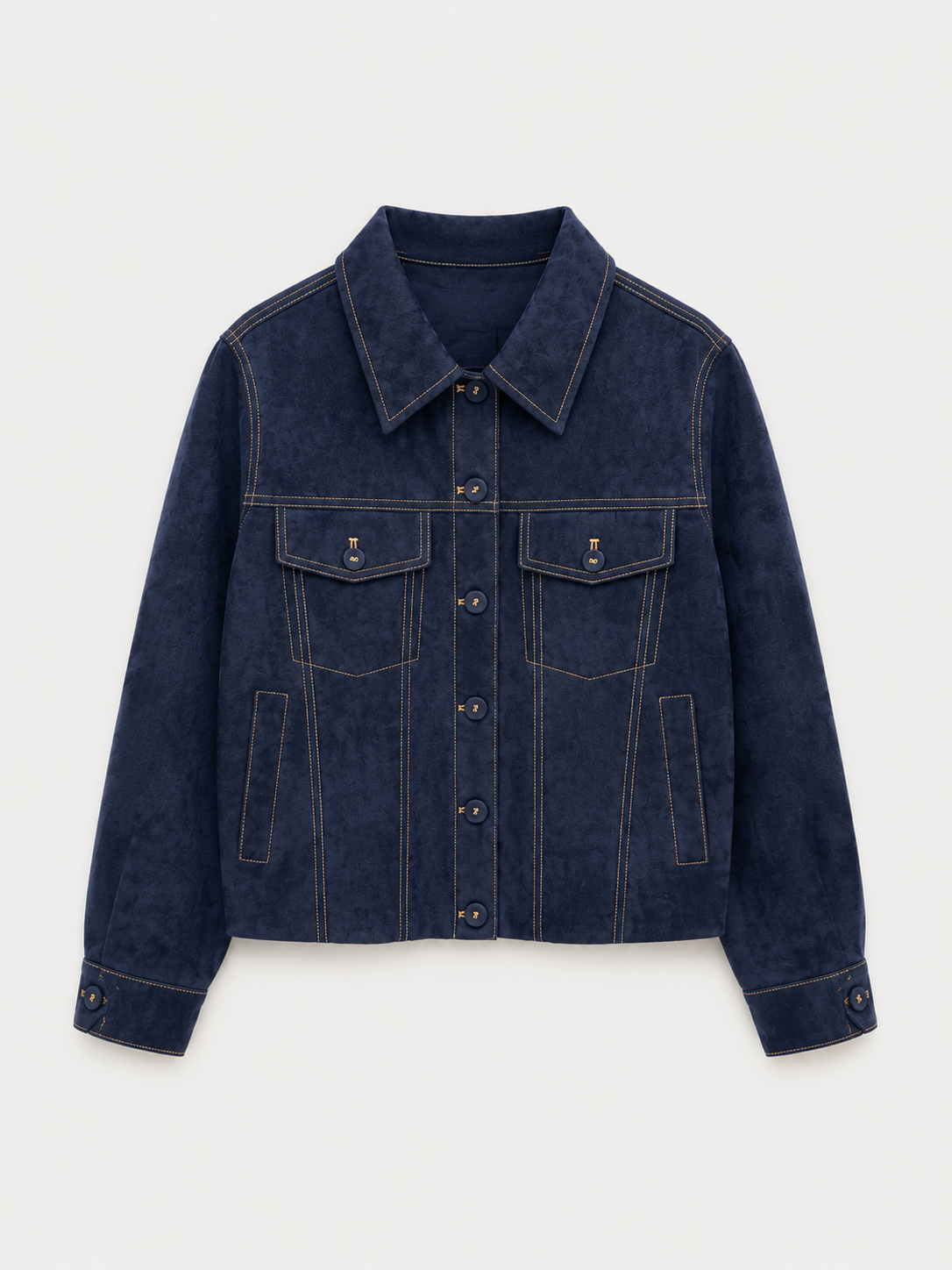 Navy Suede Utility Jacket