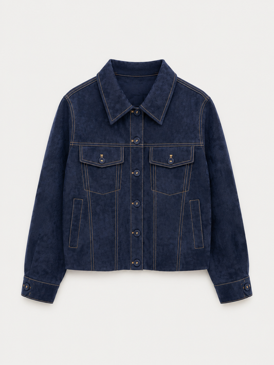 Navy Suede Utility Jacket