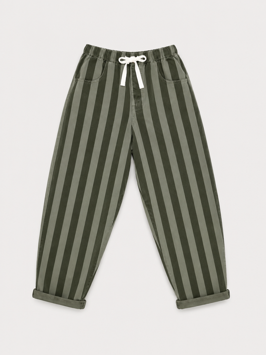Olive Stripe Balloon Pants