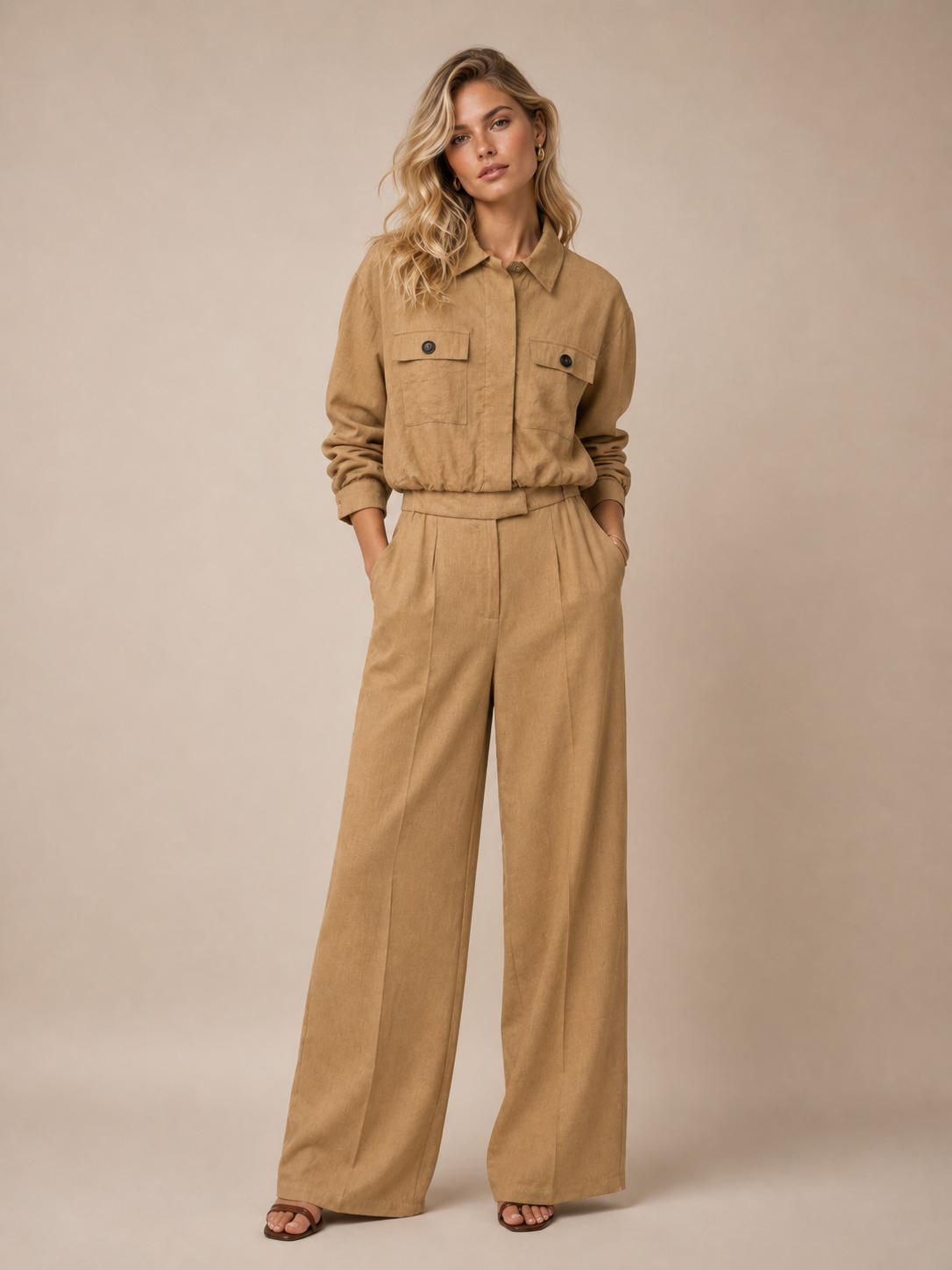 Camel Linen Luxe Set<span> - </span>L image