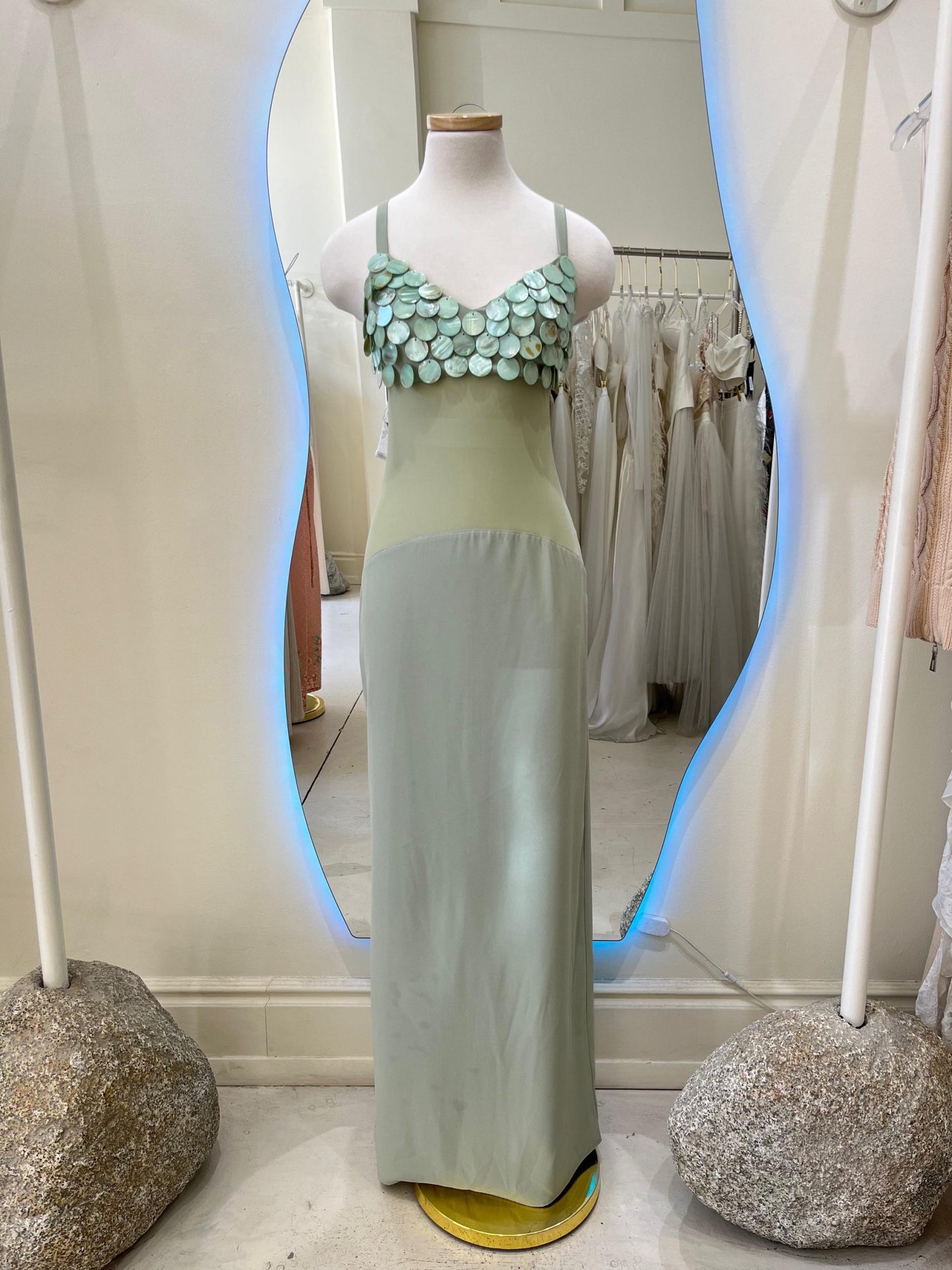 Mint Mesh Petal Maxi Dress<span> - </span>S image