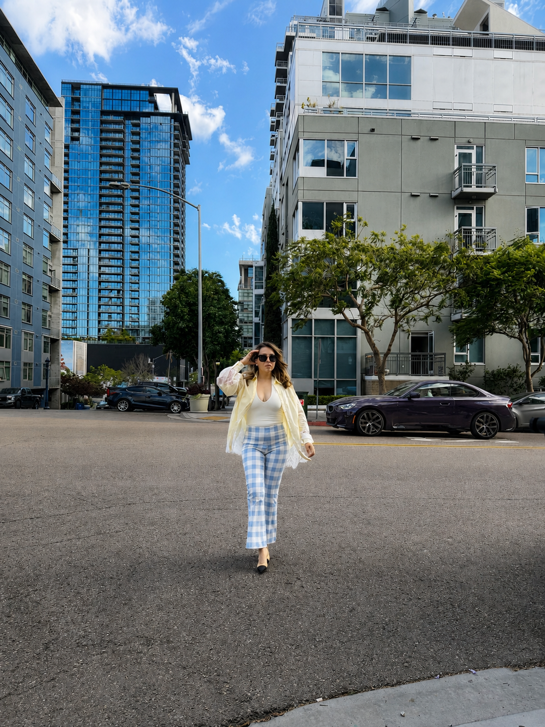 Sky Gingham Pants<span> - </span>M image