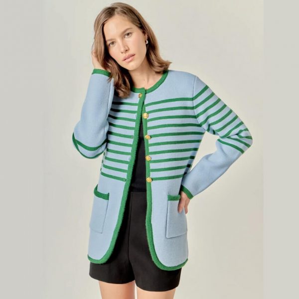 Knit Striped Cardigan - Image 3