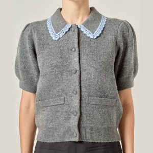 Cardigan Grey Sweet Collar