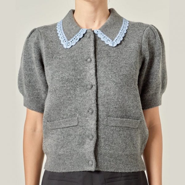 Cardigan Grey Sweet Collar