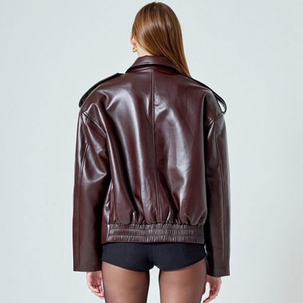 Leather Bordeaux Jacket - Image 2