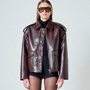 Leather Bordeaux Jacket
