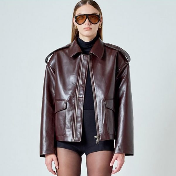 Leather Bordeaux Jacket