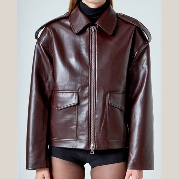 Leather Bordeaux Jacket - Image 3