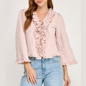 Pink blouse ruffles