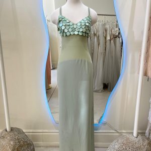 Mint Mesh Petal Maxi Dress