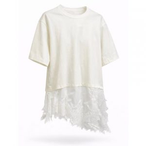 Layered Lace Hem Tee (Ivory)