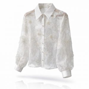 White Floral Sheer Blouse